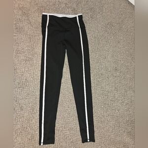 Women's Sommer Ray Black Athletic Leggings with White Stripes Size Medium